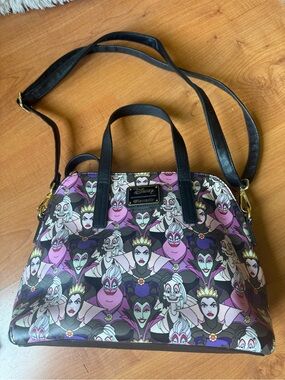 Loungefly Disney Villains Multi-Color Dome Satchel with Black Straps